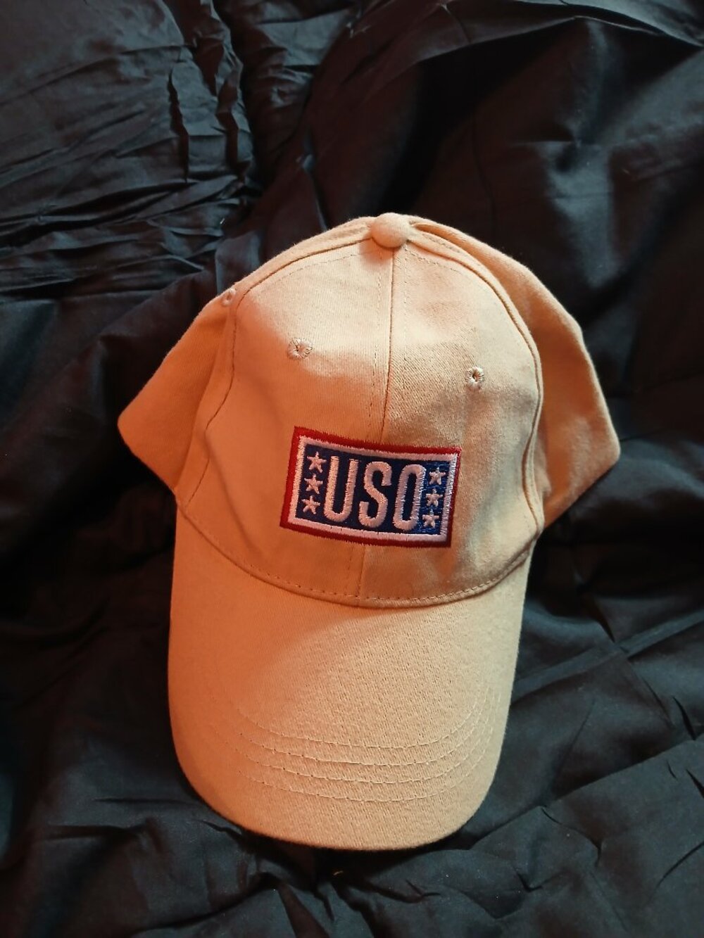 USO Support Our Heroes Cap Hat One Size Adjustable Tan